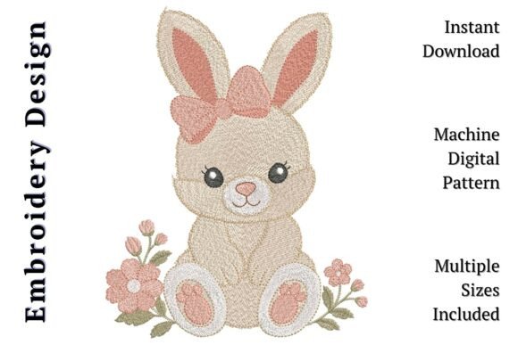 Adorable Baby Girl Bunny Floral Embroidery