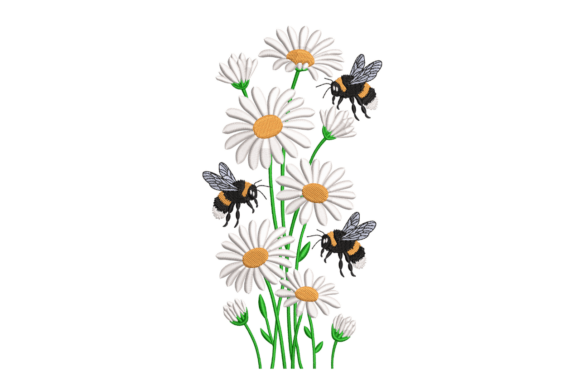 Bees Daisies Border: A Charming Design for Merch