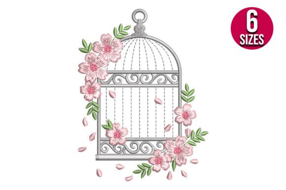 Elegant Floral Bird Cage: A Whimsical Holiday Embroidery