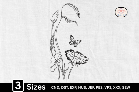Elegant Line Art Minimal Floral Butterfly
