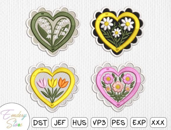 Floral Heart Patch for Seasonal Embroidery