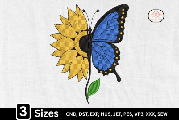 Floral Sunflower Butterfly: A Festive Embroidery Delight