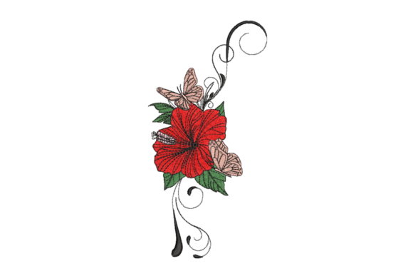 Hibiscus Butterflies: A Delicate Embroidery Design