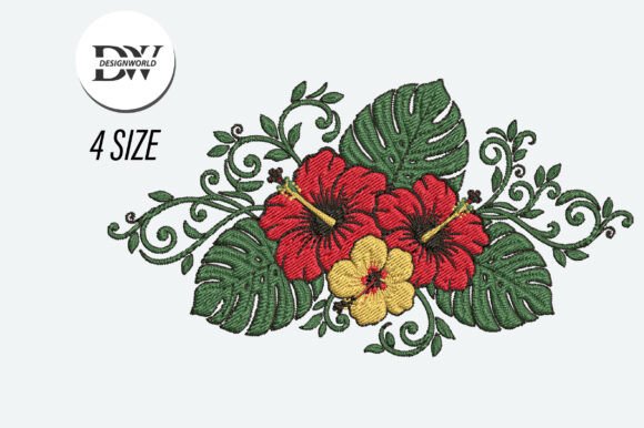 Hibiscus Embroidery Design: A Tropical Touch