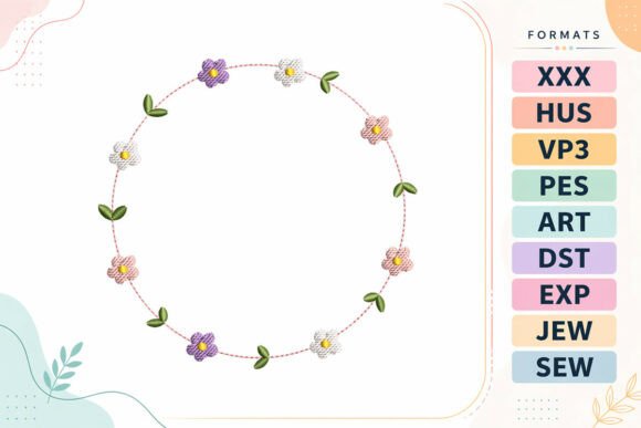Minimal Floral Circle Frame: A Versatile Embroidery Design