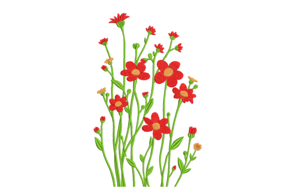 Red Wildflower Bouquet: A Versatile Holiday Embroidery