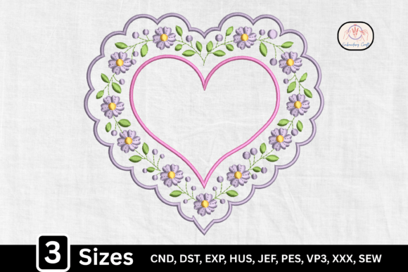 Romantic Lace Floral Heart Embroidery
